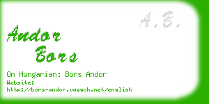 andor bors business card